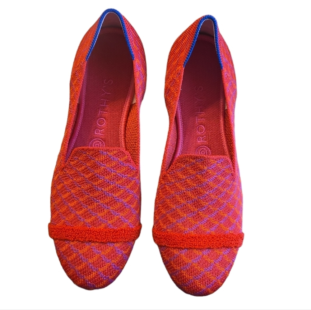 Rothy's Pink and Orange Knit Slip-On Flats